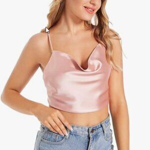Cowl neck pink top